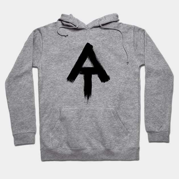 Appalachian Trail Blaze Marker Symbol Painted Black Thru-Hiking Hoodie by astralprints